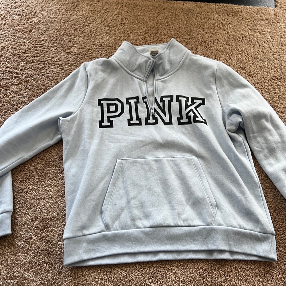 XL light blue victoria secret pink quarter zip